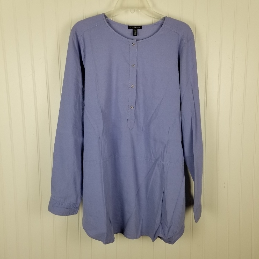 Eileen Fisher Lavender Long-Sleeve Henley Tunic Top - Picture 4 of 9